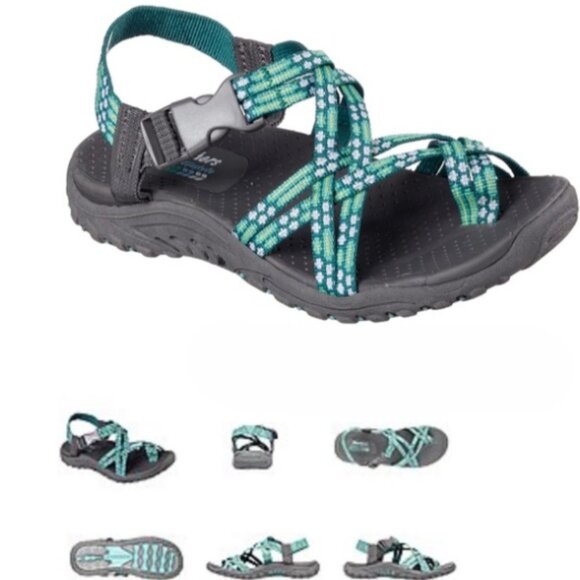 Skechers Reggae-Loopy Aqua Gray Sandals - Comfort, Sporty Casual, Outdoor Ready - Picture 3 of 15